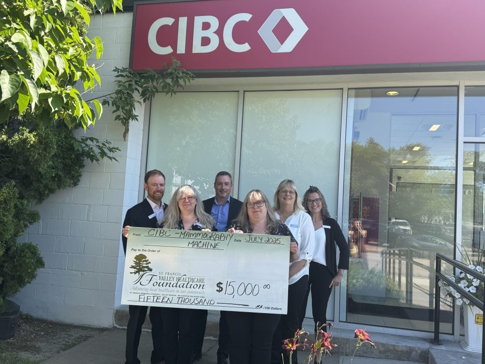 CIBC Grant <b>CIBC Grant</b><br />Thank you to the CIBC for providing a $15,000 grant toward the purchase of the new Mammography Machine. Pictured here are staff from the Killaloe Branch.