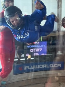 
Ursula Golka experiencing the thrill of indoor skydiving.