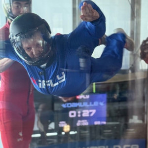 
Ursula Golka experiencing the thrill of indoor skydiving.